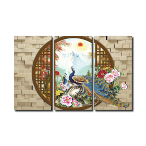 Tranh 3D treo tường Đôi Chim Phượng Hoàng