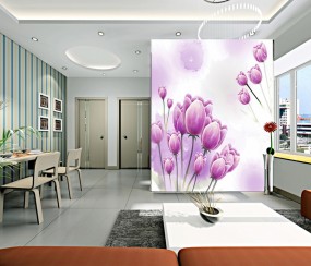 Tranh dán tường Tuylip Tím Thanh Lịch