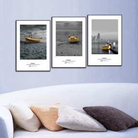 Tranh khung treo tường thuyền neo bến