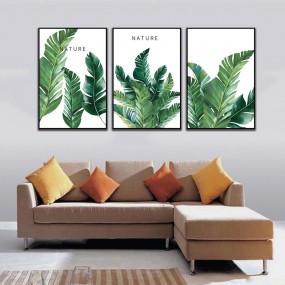 Tranh lá xanh bộ ghép treo tường POST3-354