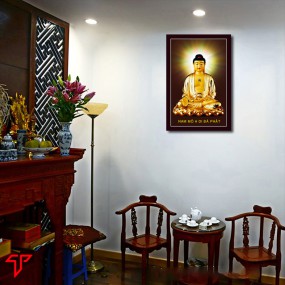 Tranh phật vàng tây phương cực lạc