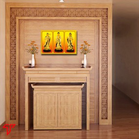 Tranh phật vàng tây phương tam thánh