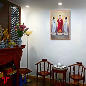 Tranh phật vàng tây phương tam thánh