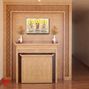Tranh phật vàng tây phương tam thánh
