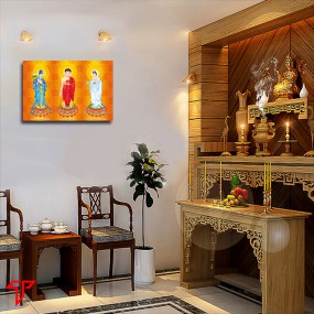 Tranh phật vàng tây phương tam thánh