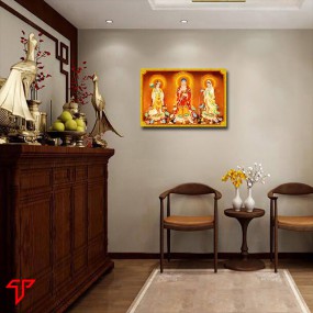 Tranh phật vàng tây phương tam thánh