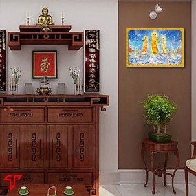 Tranh phật vàng tây phương tam thánh