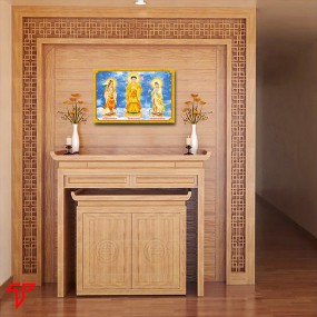 Tranh phật vàng tây phương tam thánh