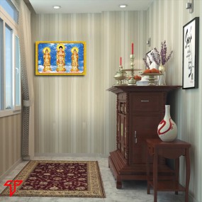 Tranh phật vàng tây phương tam thánh
