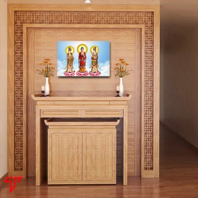 Tranh phật vàng tây phương tam thánh
