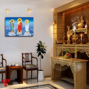 Tranh phật vàng tây phương tam thánh