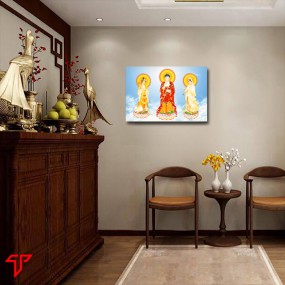 Tranh phật vàng tây phương tam thánh