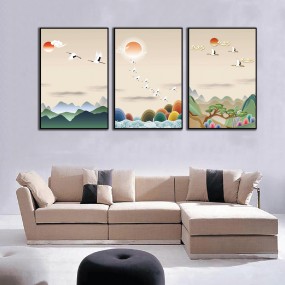 Tranh phong cảnh đàn hạc trắng tung cánh POST3-345