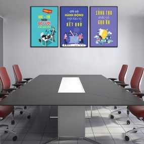 Tranh slogan cổ động làm việc vì tương lai
