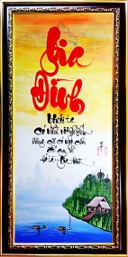 Tranh thư pháp vẽ tay chữ gia đình