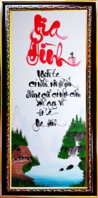 Tranh thư pháp vẽ tay chữ gia đình