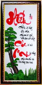 Tranh thư pháp vẽ tay chữ hiếu