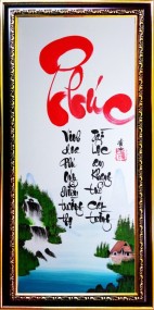 Tranh thư pháp vẽ tay chữ phúc