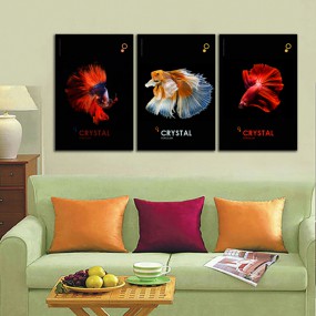 Tranh trang trí bộ ba cá cảnh treo tường