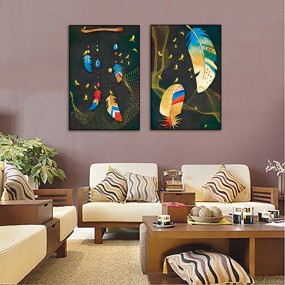 Tranh trang trí họa tiết lông vũ sặc sỡ